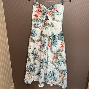 Twosisters dress white eyelet floral strapless a-line size 10 xlarge twist front